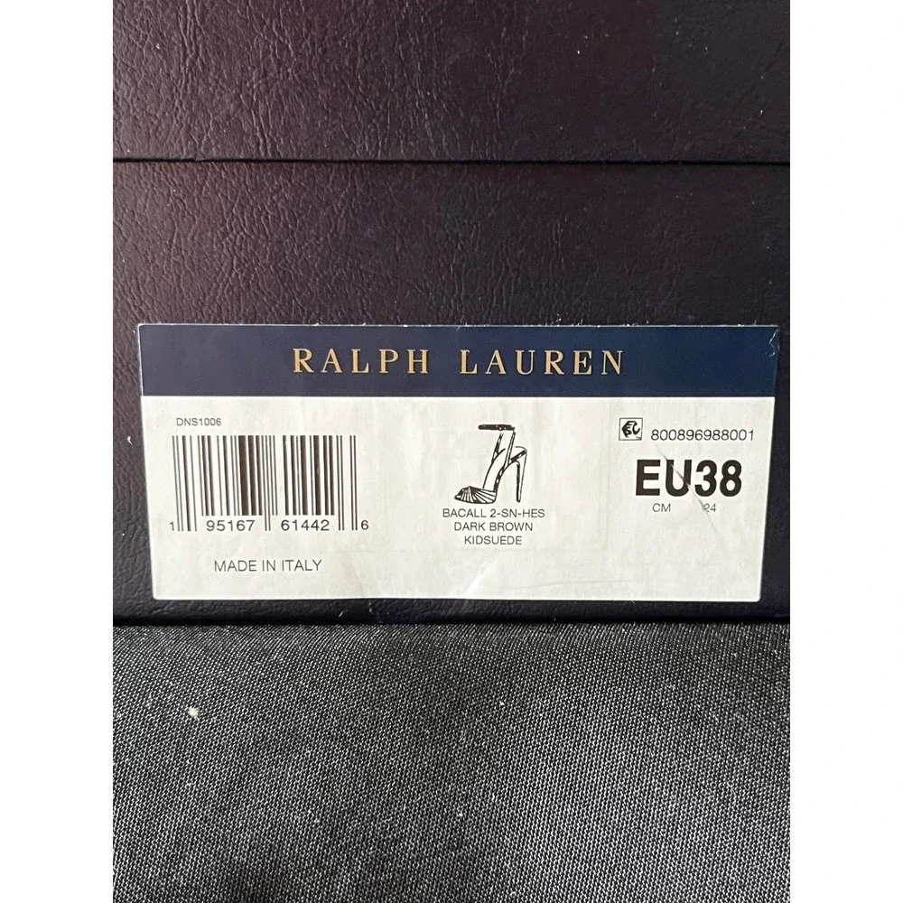 Ralph Lauren Purple Label Brown Suede Criss Cross Ankle‎ Strap Heels Size 38B